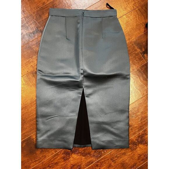 Gucci Made in Italy 100% silk Deep Blue/Gray Pencil Skirt with Slit Size 40/S - Picture 2 of 10